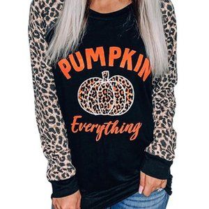 Leopard Pumpkin Print Long Sleeve Top